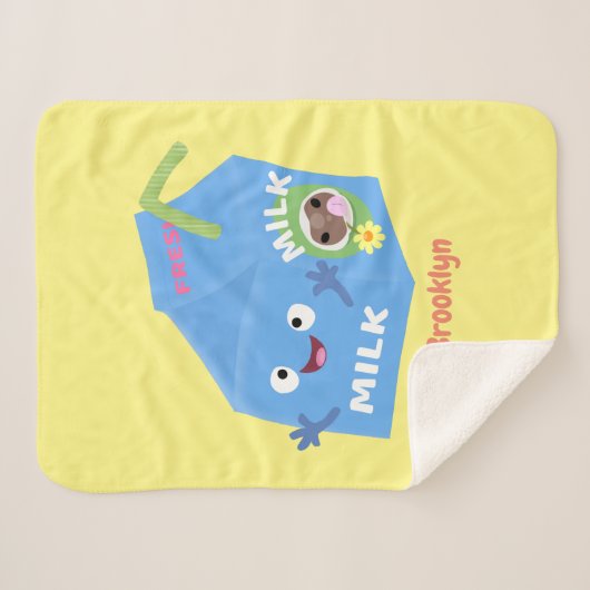 Couverture Sherpa Caricature en carton de lait joyeux (Devant (Horizontal))