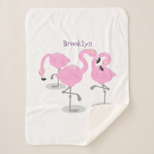 Couverture Sherpa Caricature en trio flamand rose mou