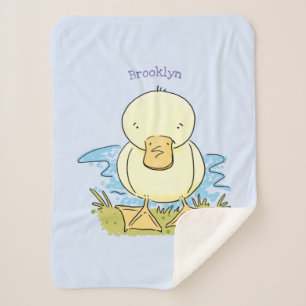 Couverture Sherpa Caricature jaune mignon pour canard bébé