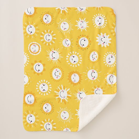 Couverture Sherpa Caricature joli sourire soleil (Devant)