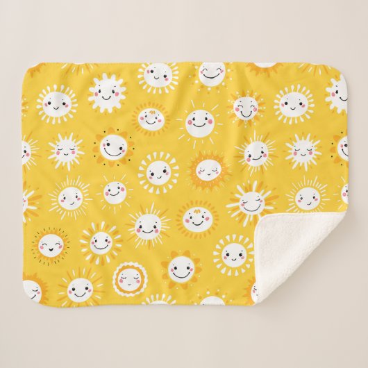 Couverture Sherpa Caricature joli sourire soleil (Devant (Horizontal))