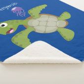 Couverture Sherpa Caricature joyeuse de tortue de mer verte mignonne (3/4)