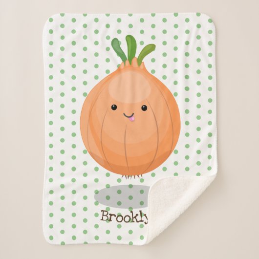 Couverture Sherpa Caricature vert oignon brun joli (Devant)