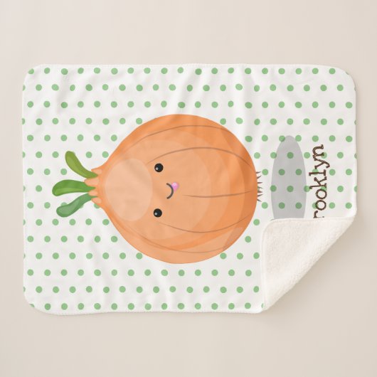 Couverture Sherpa Caricature vert oignon brun joli (Devant (Horizontal))