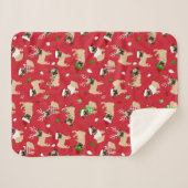 Couverture Sherpa Carlins de Noël Rouge (Devant (Horizontal))