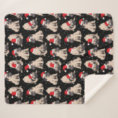 Couverture Sherpa Carlins en Santa Hats Motif de Noël (Devant (Horizontal))