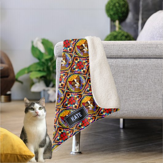 Couverture Sherpa Carnival Cat Mosaic - nom propre sur joyeux S