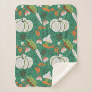 Couverture Sherpa Carottes et champignons motifs sans soudure citrou