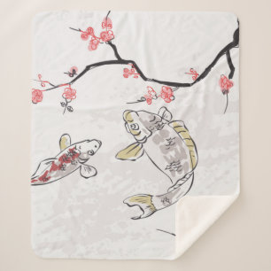 Couverture Sherpa carpe koi poisson nature paysage vue croquis illus