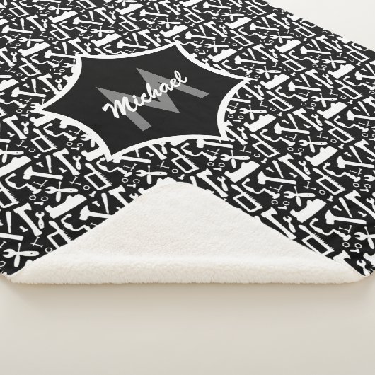 Couverture Sherpa Carpenter M. Fixer Handyman Outils Monogrammé (3/4)