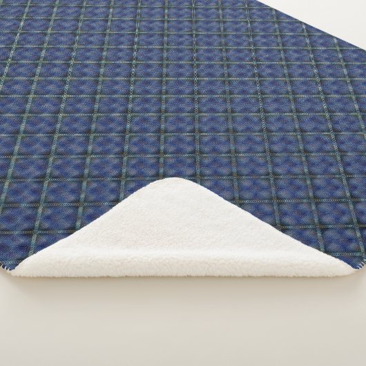 Couverture Sherpa Carré à damiers bleu avec points pixélisés (3/4)