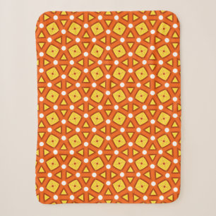 Couverture Sherpa Carré orange et triangle motif rétro naïf