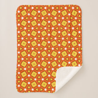 Couverture Sherpa Carré orange et triangle motif rétro naïf