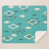 Couverture Sherpa Carreau du milieu du siècle Starbursts Turquoise (Devant (Horizontal))