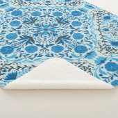 Couverture Sherpa Carreaux à fleurs bleus (3/4)