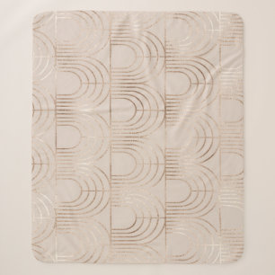 Couverture Sherpa Carreaux Arc Or Art Déco.