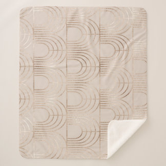 Couverture Sherpa Carreaux Arc Or Art Déco.