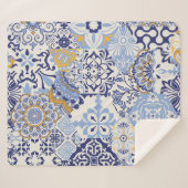 Couverture Sherpa Carreaux azulejos patchwork. Paquet incolore (Devant (Horizontal))