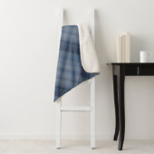 Couverture Sherpa Carreaux bleu ciel profond (En situation)