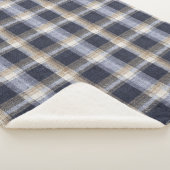Couverture Sherpa Carreaux Bleu Crème à Rayures (3/4)