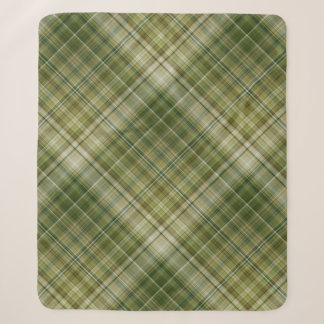 Couverture Sherpa Carreaux Crème, Brun Clair et Vert Olive de Pluies