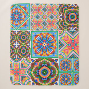 Couverture Sherpa Carreaux de céramique, majolica, ornementabstrait,