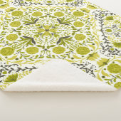 Couverture Sherpa Carreaux de fleurs en vert (3/4)