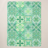 Couverture Sherpa Carreaux décorés en vert et blanc (Devant)