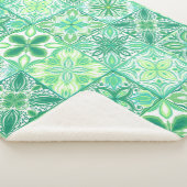 Couverture Sherpa Carreaux décorés en vert et blanc (3/4)