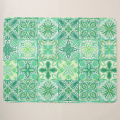 Couverture Sherpa Carreaux décorés en vert et blanc (Devant (Horizontal))