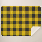Couverture Sherpa Carreaux jaune et noir (Devant (Horizontal))