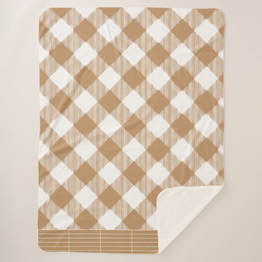 Couverture Sherpa Carreaux marron buffle  (Devant)