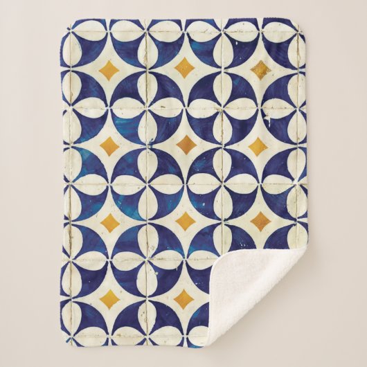 Couverture Sherpa Carreaux portugais - Azulejo Motif Design (Devant)