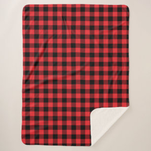 Couverture Sherpa Carreaux Rouge Noir Buffalo