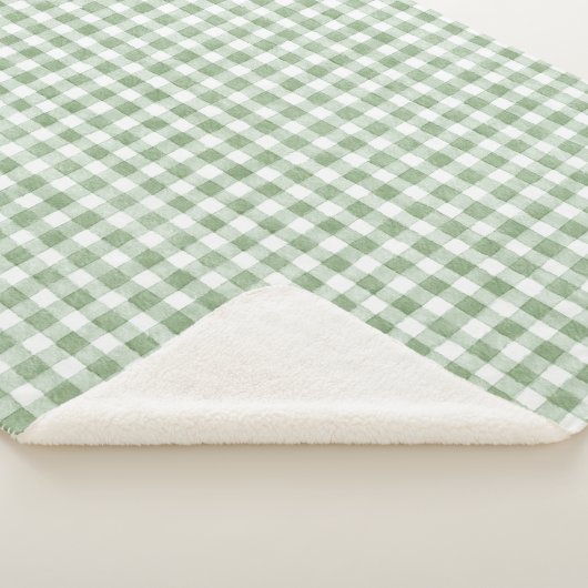 Couverture Sherpa Carreaux Vert Crème Blanc (3/4)