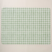 Couverture Sherpa Carreaux Vert Crème Blanc (Devant (Horizontal))