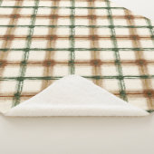 Couverture Sherpa Carreaux Vert Marron Crème Rayures (3/4)