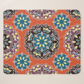 Couverture Sherpa Carrelage arabe, motif patchwork vintage. (Devant (Horizontal))
