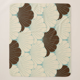 Couverture Sherpa Carrelage en feuillage bleu style japonais