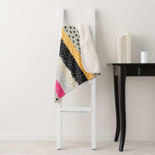 Couverture Sherpa Carrelage en Patchwork : Conception Versatile Sans (En situation)