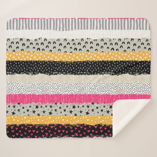 Couverture Sherpa Carrelage en Patchwork : Conception Versatile Sans (Devant (Horizontal))