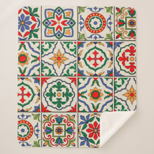 Couverture Sherpa Carrelage marocain : Motif coloré sans couture.