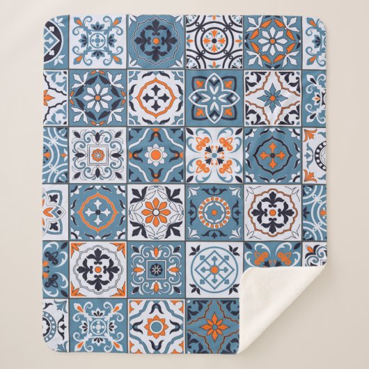 Couverture Sherpa Carrelage marocain : Vintage Élégance sans Seamles (Devant)