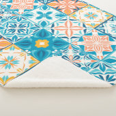 Couverture Sherpa Carrelage orange et bleu (3/4)