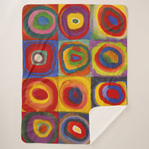Couverture Sherpa Carrés avec cercles concentrés Kandinsky
