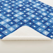 Couverture Sherpa Carrés Bleus, Aquarelle Mosaïque sans joint. (3/4)