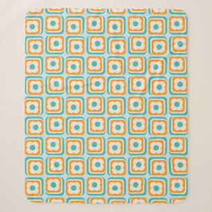 Couverture Sherpa Carrés Floraux Rétro 70s, Aqua, Orange, Turquoise