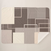 Couverture Sherpa Carrés géométriques - Chocolat et crème (Devant (Horizontal))