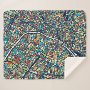Couverture Sherpa Carte colorée de Paris France  