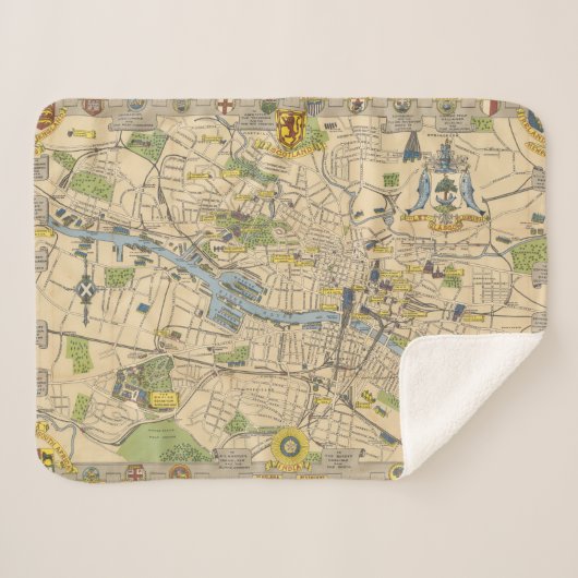 Couverture Sherpa Carte de Glasgow, Angleterre (Devant (Horizontal))